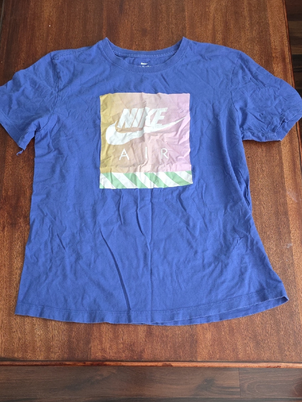 Nike Blue Short Sleeve Tee with Multicolor Nike Air Graphic